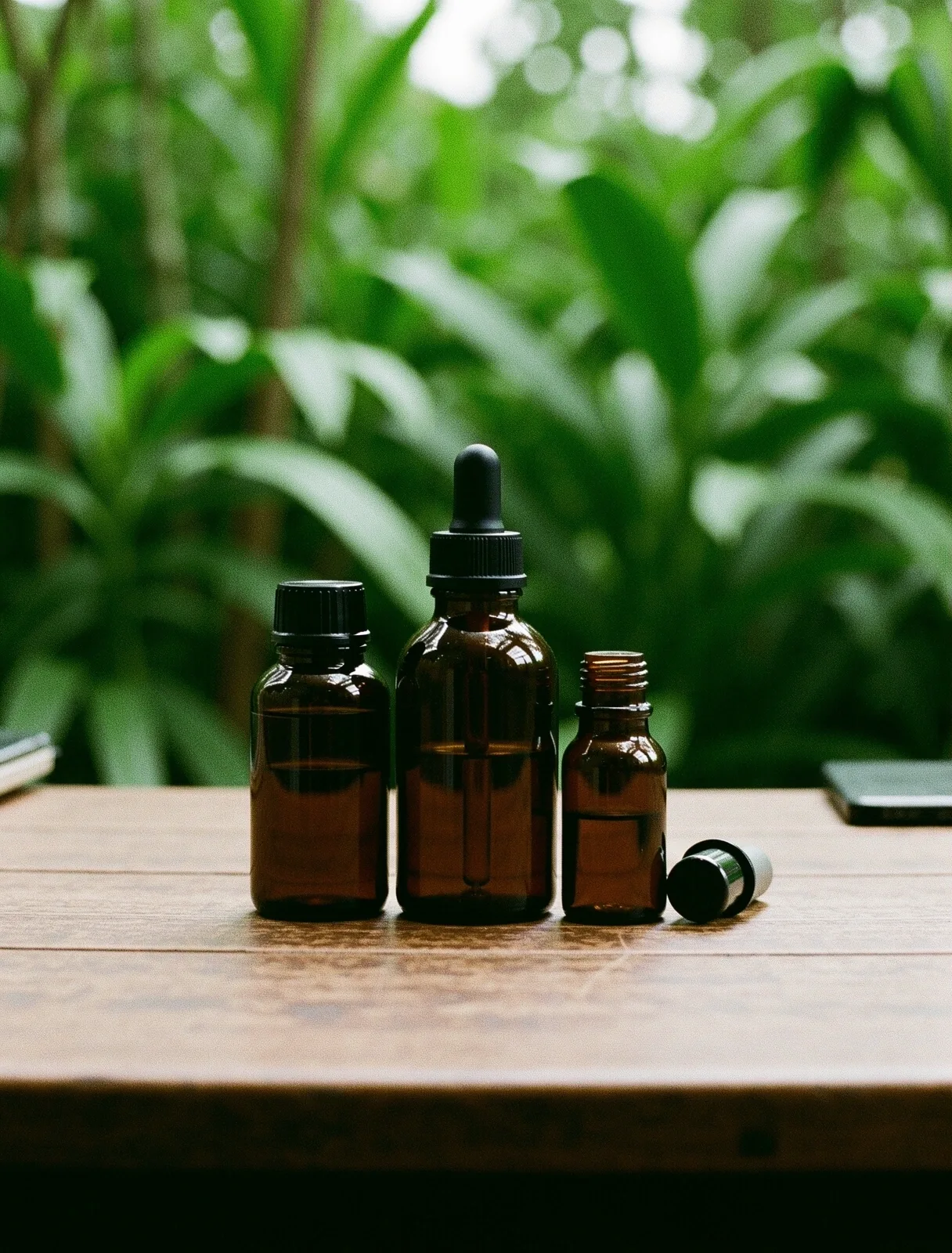 Apothecary glass and botanical elements